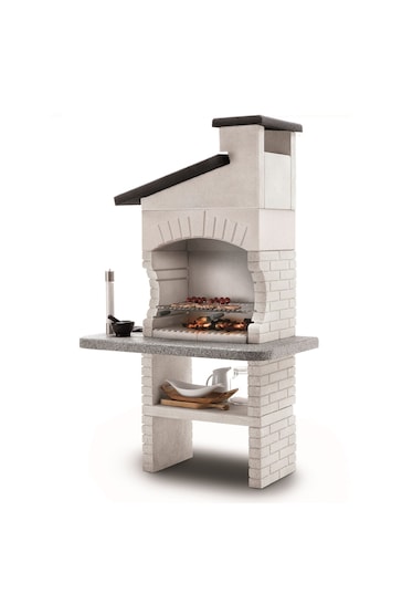 Palazzetti Grey/White Garden Guanaco 2 Masonry Wood or Charcoal Barbeque