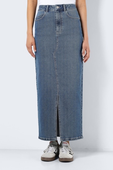 NOISY MAY Blue Split Front Denim Midi Skirt