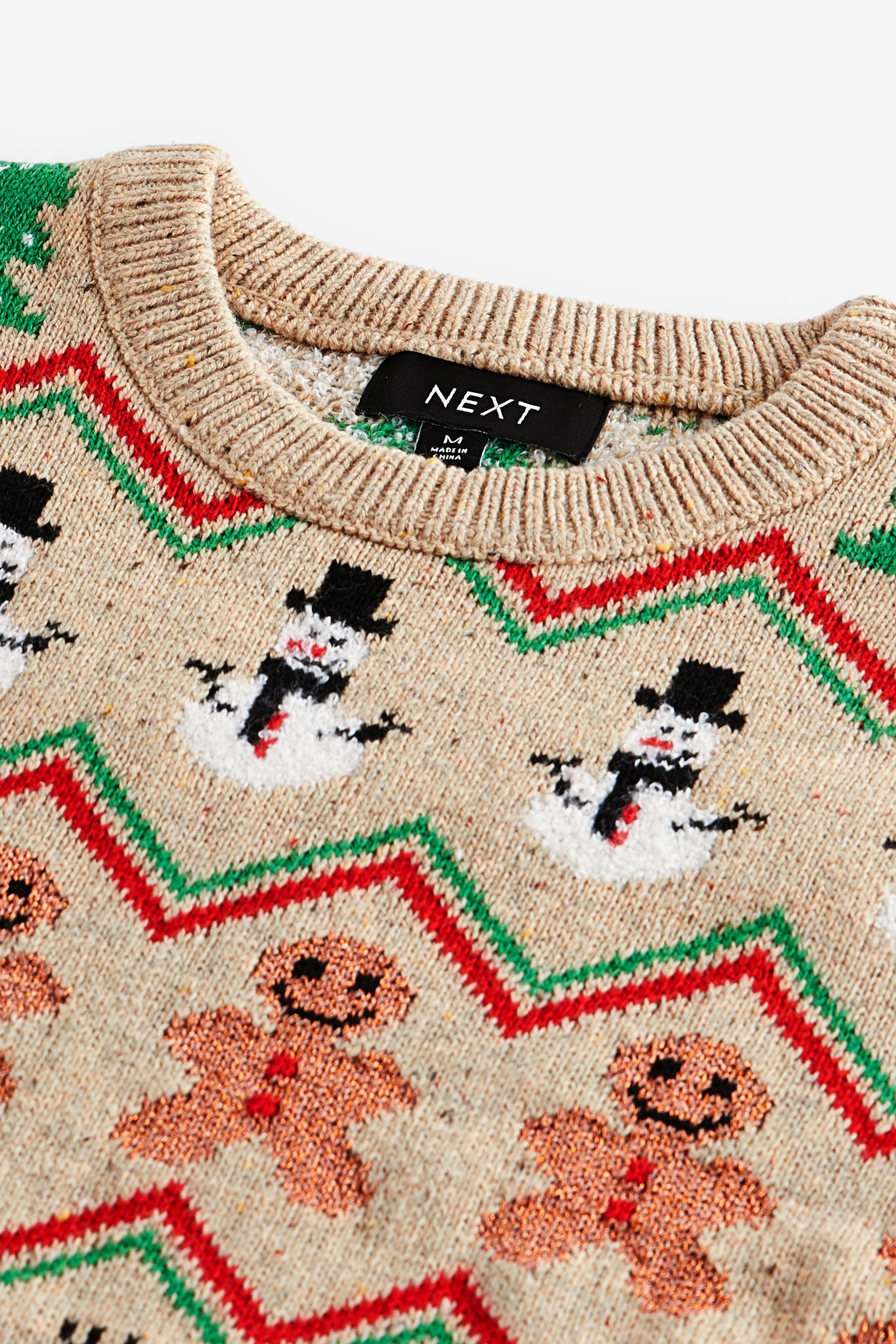 Buy Neutral Regular Snowman Fairisle Pattern Mens Knitted Christmas Jumper from Next Luxembourg