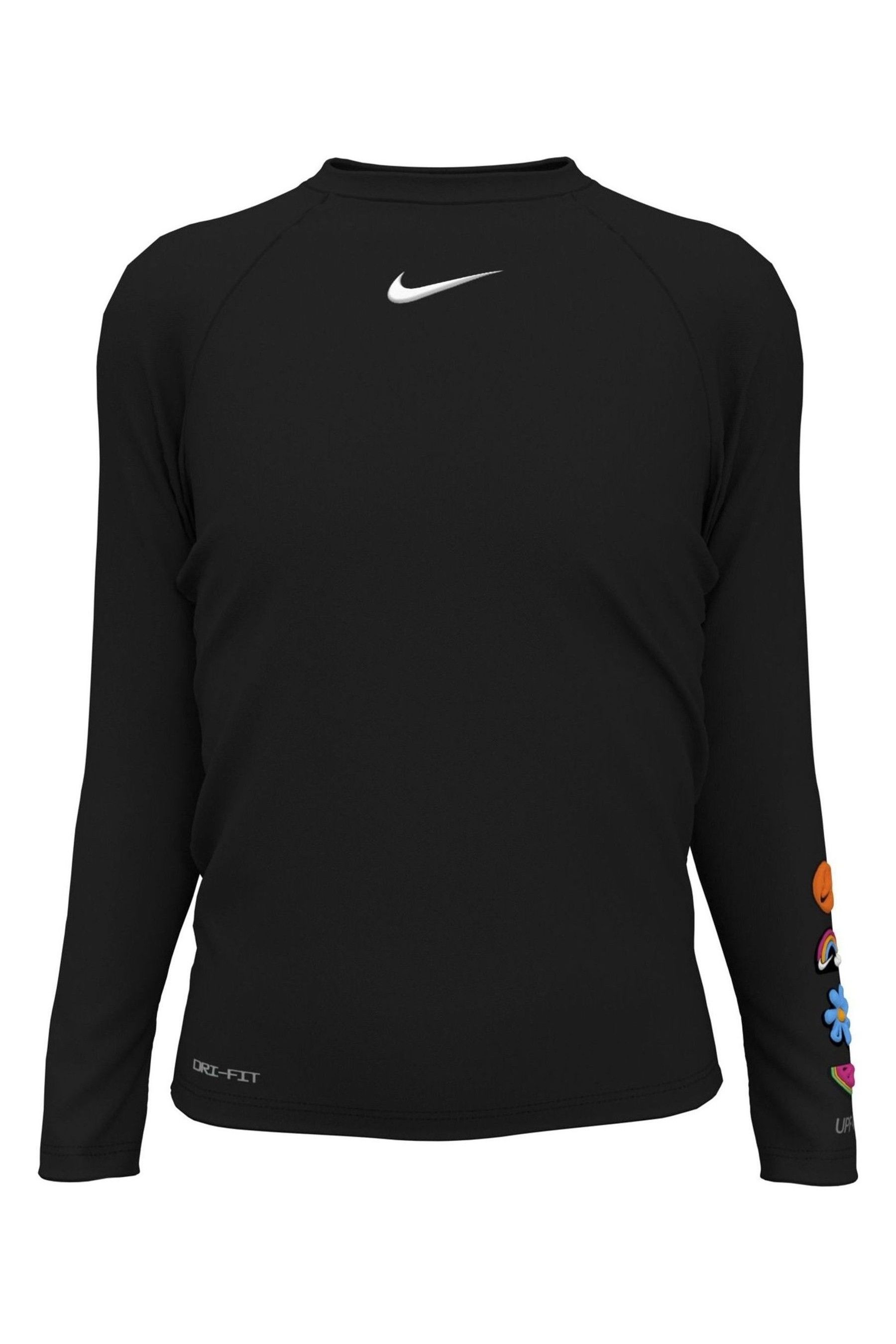 Buy Nike Swim Graphic Sleeve Hydroguard Rash Black Vest from Next Malta