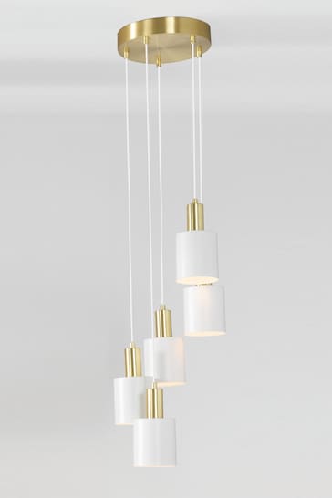 Pacific White/Gold Biba Five Drop Ceiling Light Pendant
