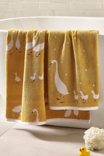 Yellow Goose And Friends 100% Cotton Towel