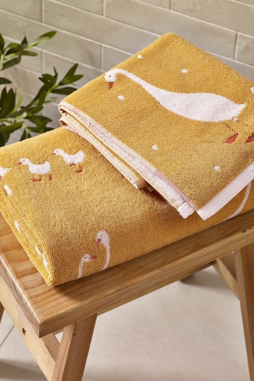 Yellow Goose And Friends 100% Cotton Towel