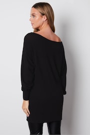 Threadbare Black Slash Neck Tunic Jumper - Image 2 of 4