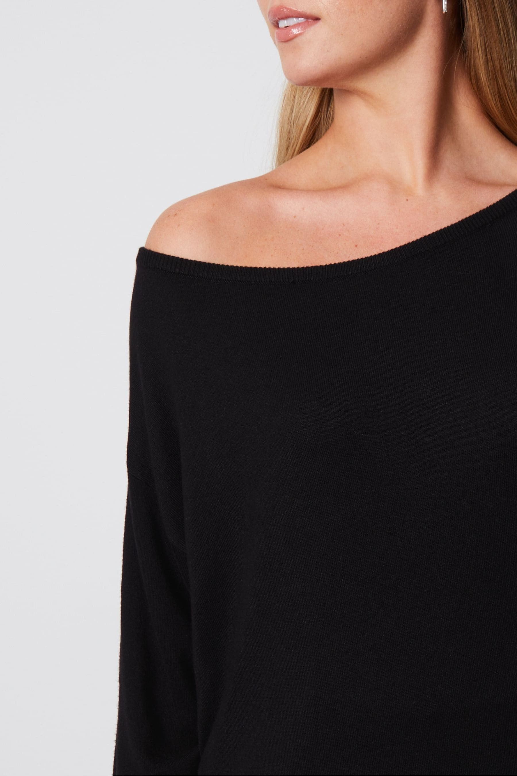 Black slash neck jumper hotsell