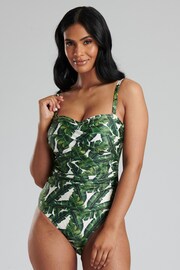 South Beach Green Leaf Print Twist Swimsuit with Tummy Control - Image 4 of 6