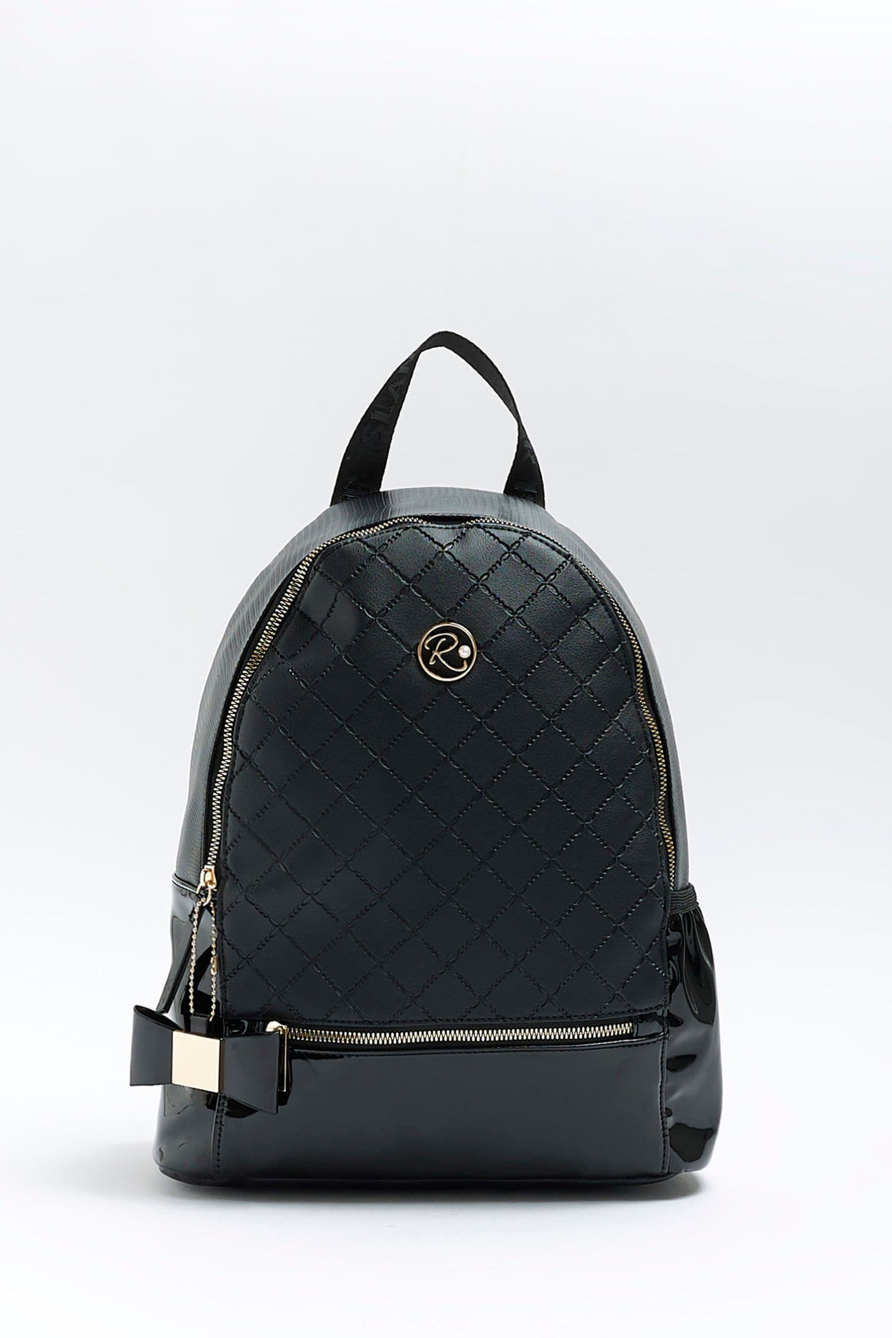 Buy River Island Black Girls Embossed Bow Backpack from the Next