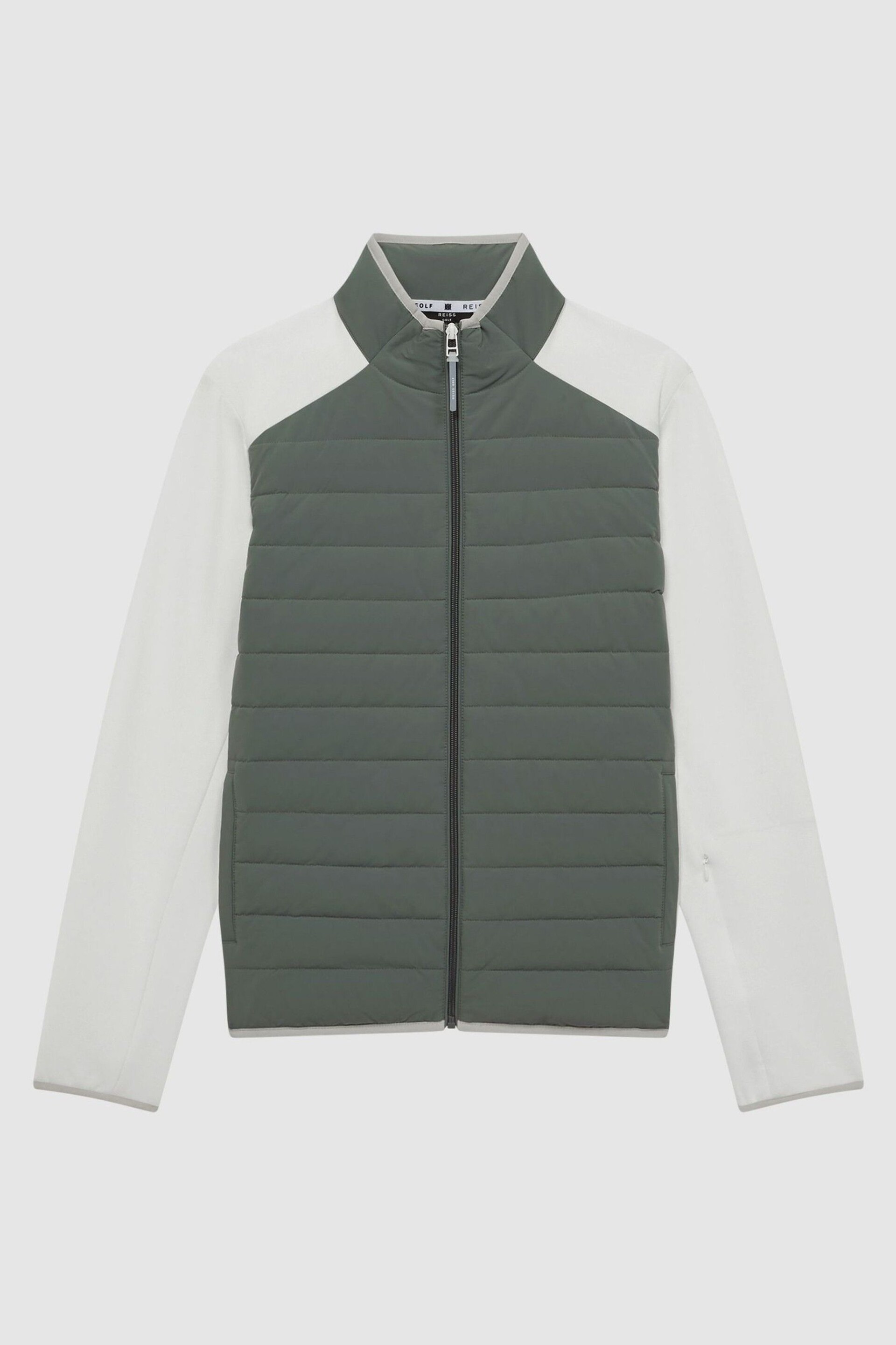 Reiss Sage/White Player Funnel Neck Hybrid Quilted Jacket - Image 2 of 7