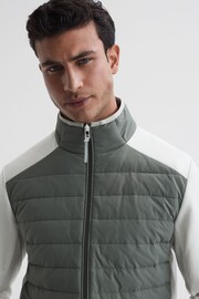 Reiss Sage/White Player Funnel Neck Hybrid Quilted Jacket - Image 4 of 7