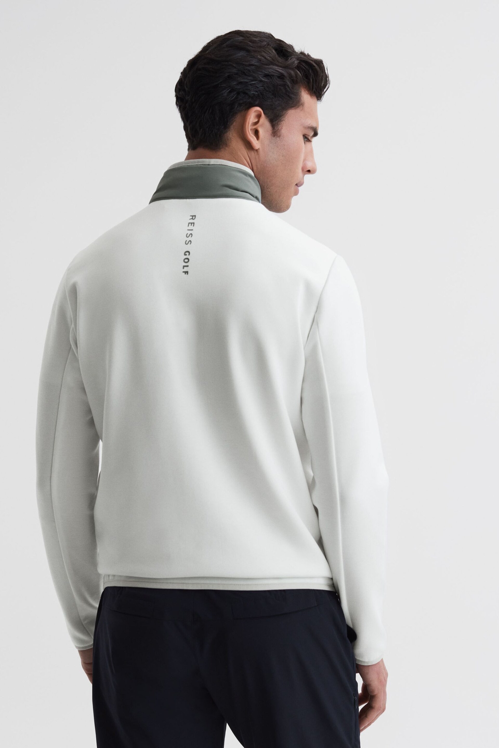Reiss Sage/White Player Funnel Neck Hybrid Quilted Jacket - Image 5 of 7