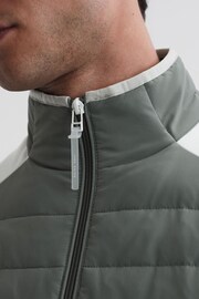 Reiss Sage/White Player Funnel Neck Hybrid Quilted Jacket - Image 6 of 7