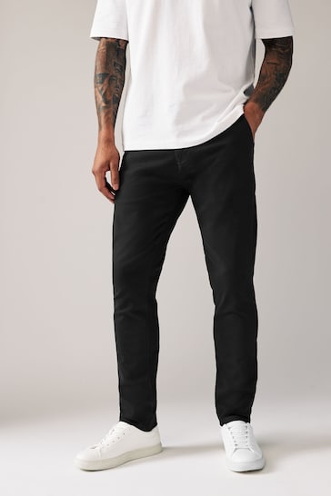 Black Stretch Skinny Fit Chino Trousers