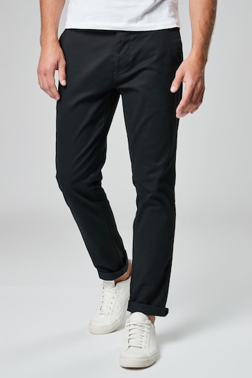 Black Slim Fit Stretch Chinos Trousers