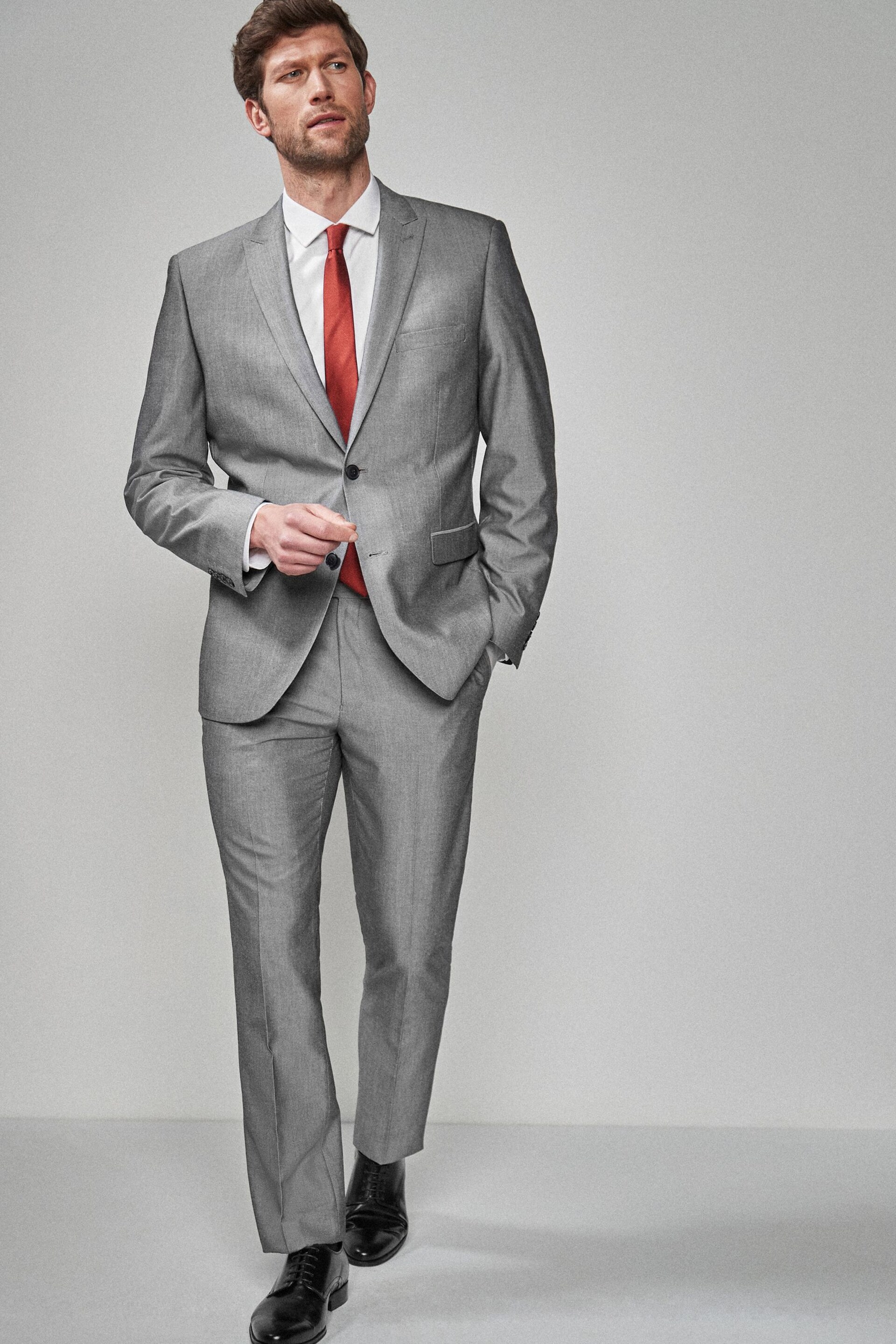 Light Grey Tailored Suit Trousers - Image 3 of 6