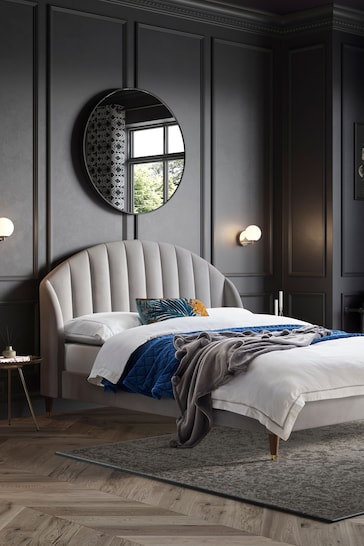 Opulent Velvet Light Grey Stella Upholstered Bed Frame