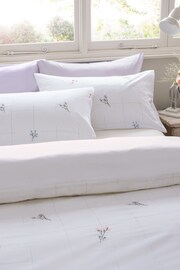 White Floral Embroidered Duvet Cover and Pillowcase Set - Image 3 of 5