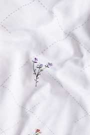 White Floral Embroidered Duvet Cover and Pillowcase Set - Image 4 of 5