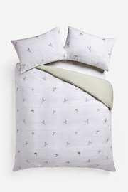 White Floral Embroidered Duvet Cover and Pillowcase Set - Image 5 of 5