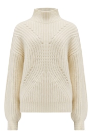 Pour Moi Cream Hayley Chunky Knit High Neck Jumper - Image 3 of 4