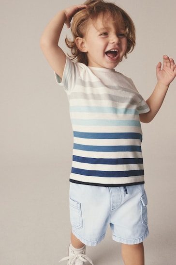 Blue/White Vertical Stripe Short Sleeve T-Shirt (3mths-7yrs)