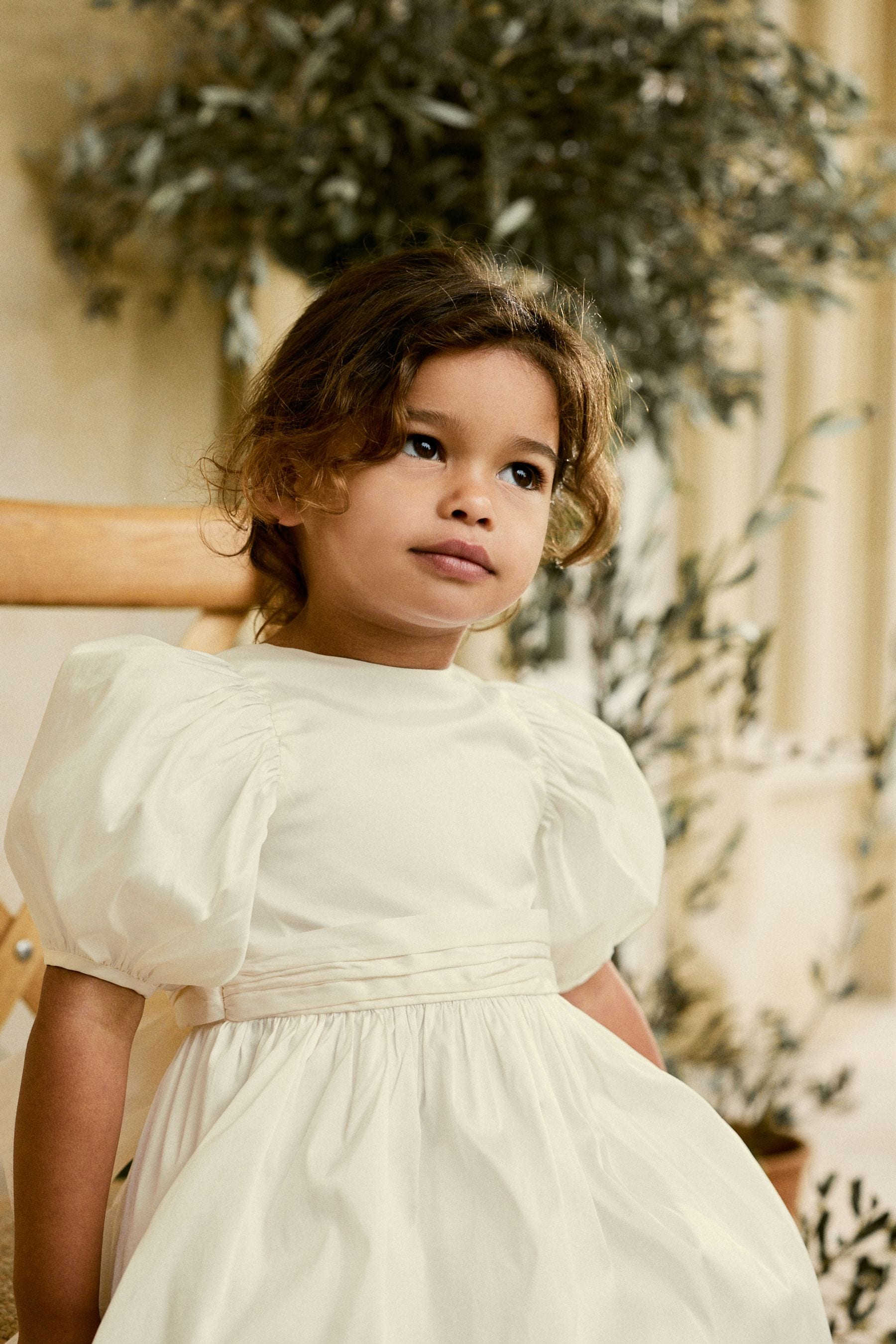 Ivory Girl Taffeta Flower Print Bow Dress 3mths 8yrs