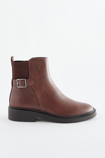 Brown Regular/Wide Fit Forever Comfort® Buckle Detail Ankle Boots