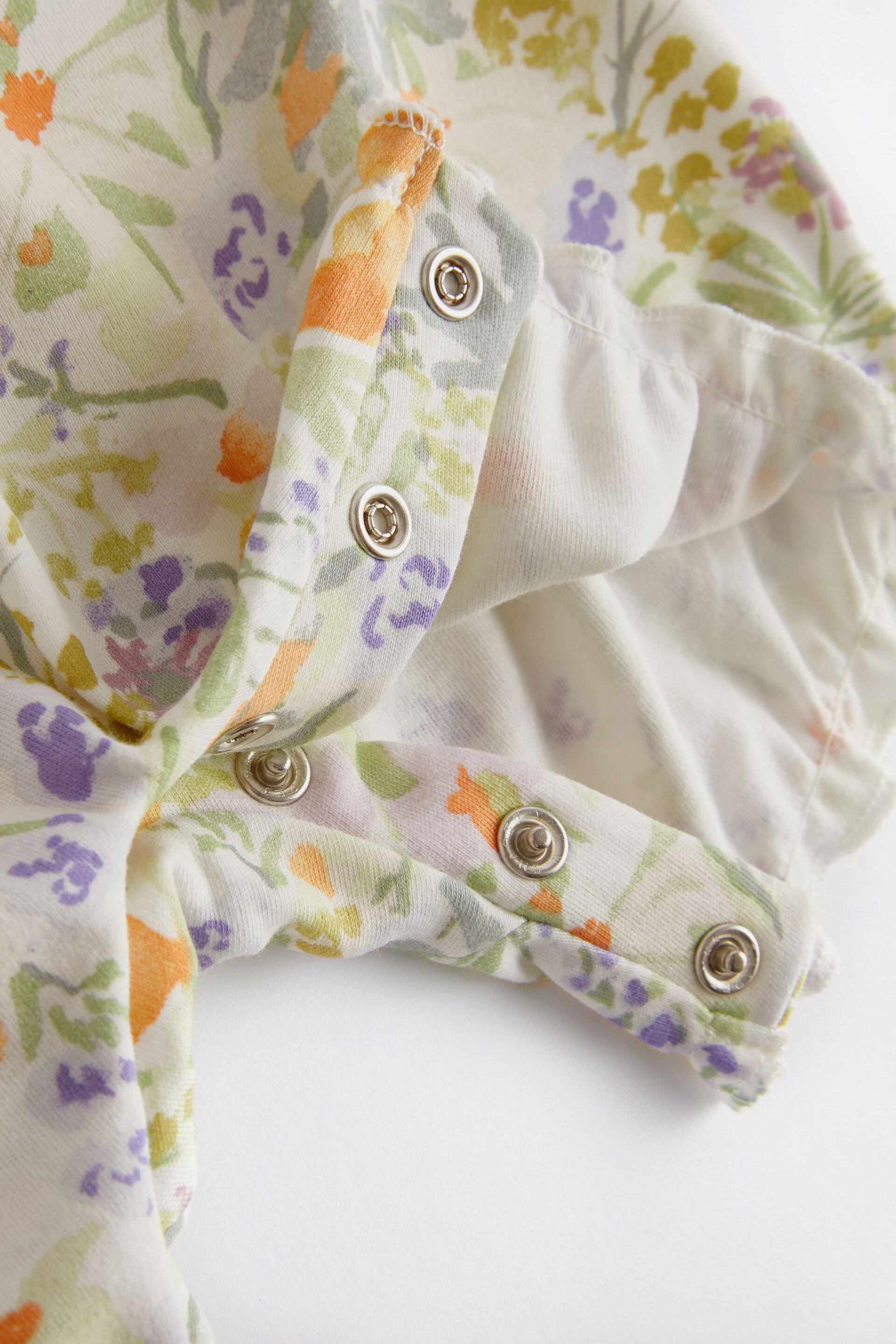 Blue/Yellow Collared Floral Baby Jersey Romper - Image 8 of 10