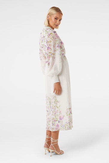 Forever New White Olympia Printed Shirt Dress contains Linen
