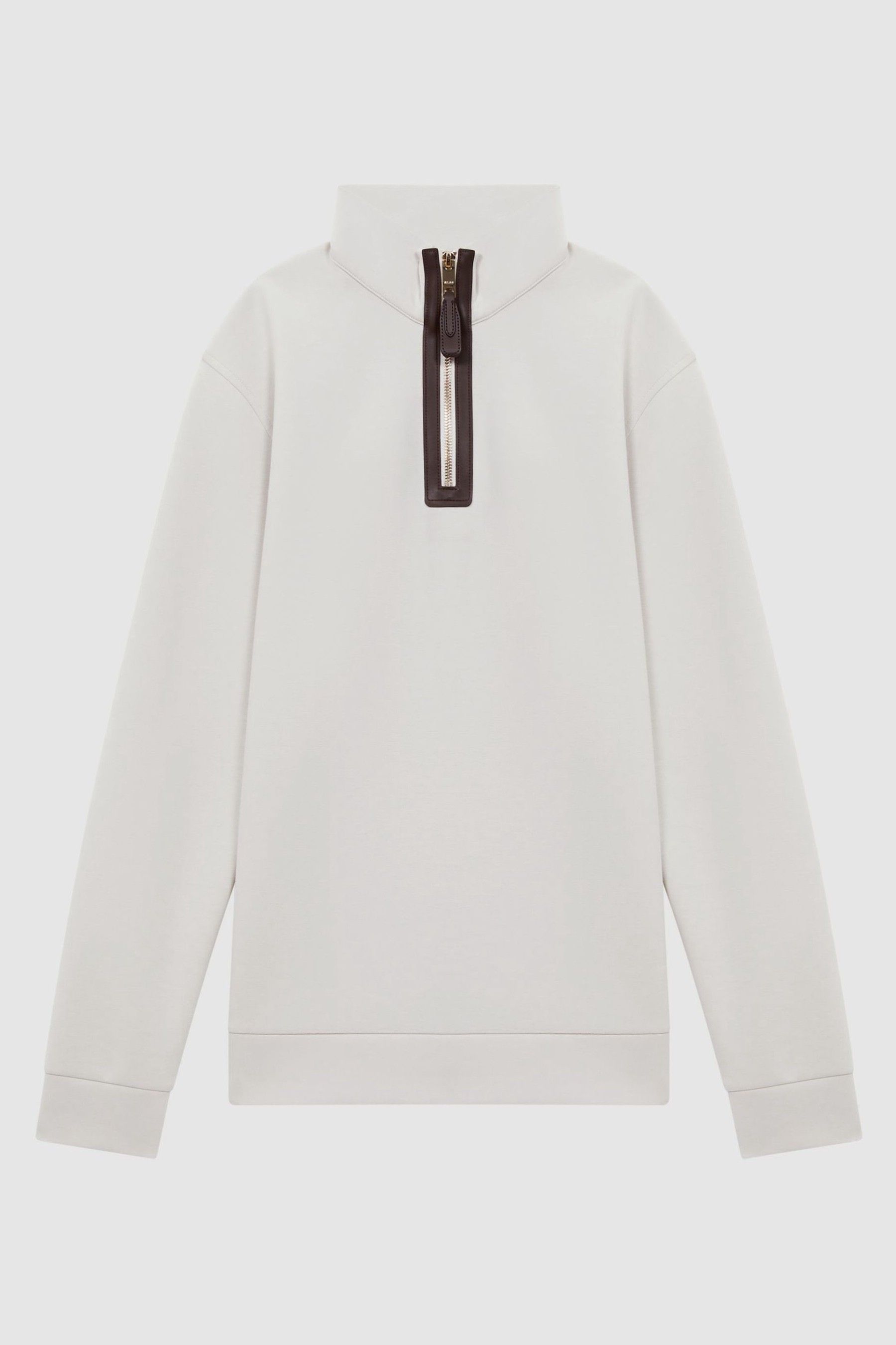 Buy Reiss Off White Hale Contrast Half Zip Funnel Neck Jumper from Next Luxembourg
