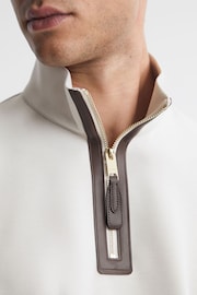 Reiss Off White Hale Contrast Half-Zip Funnel Neck Jumper - Image 4 of 6