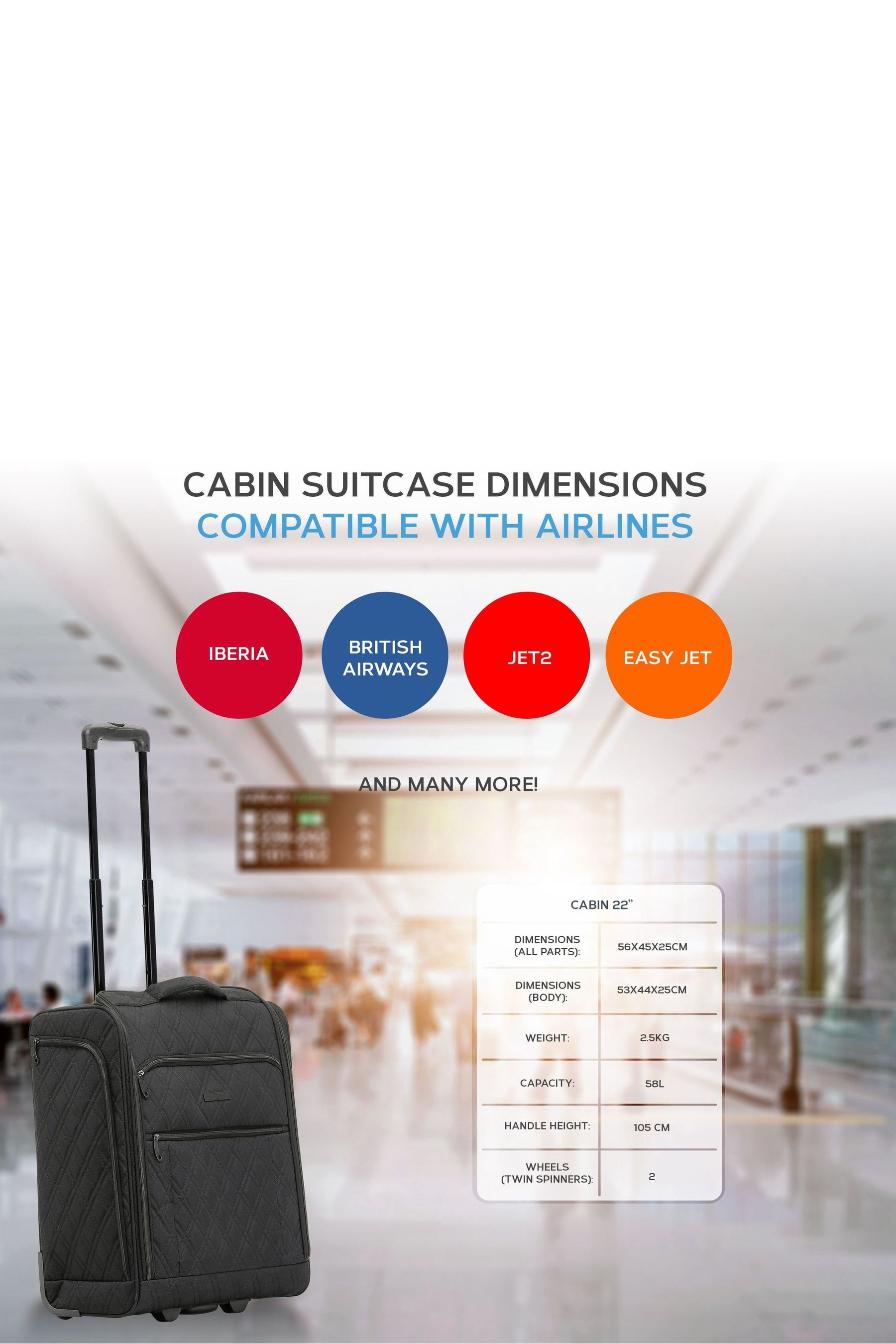 Buy Flight Knight 56x45x25cm EasyJet Overhead Soft Case Cabin Carry On Suitcase Hand Black Mono Canvas Luggage from the Next UK online shop