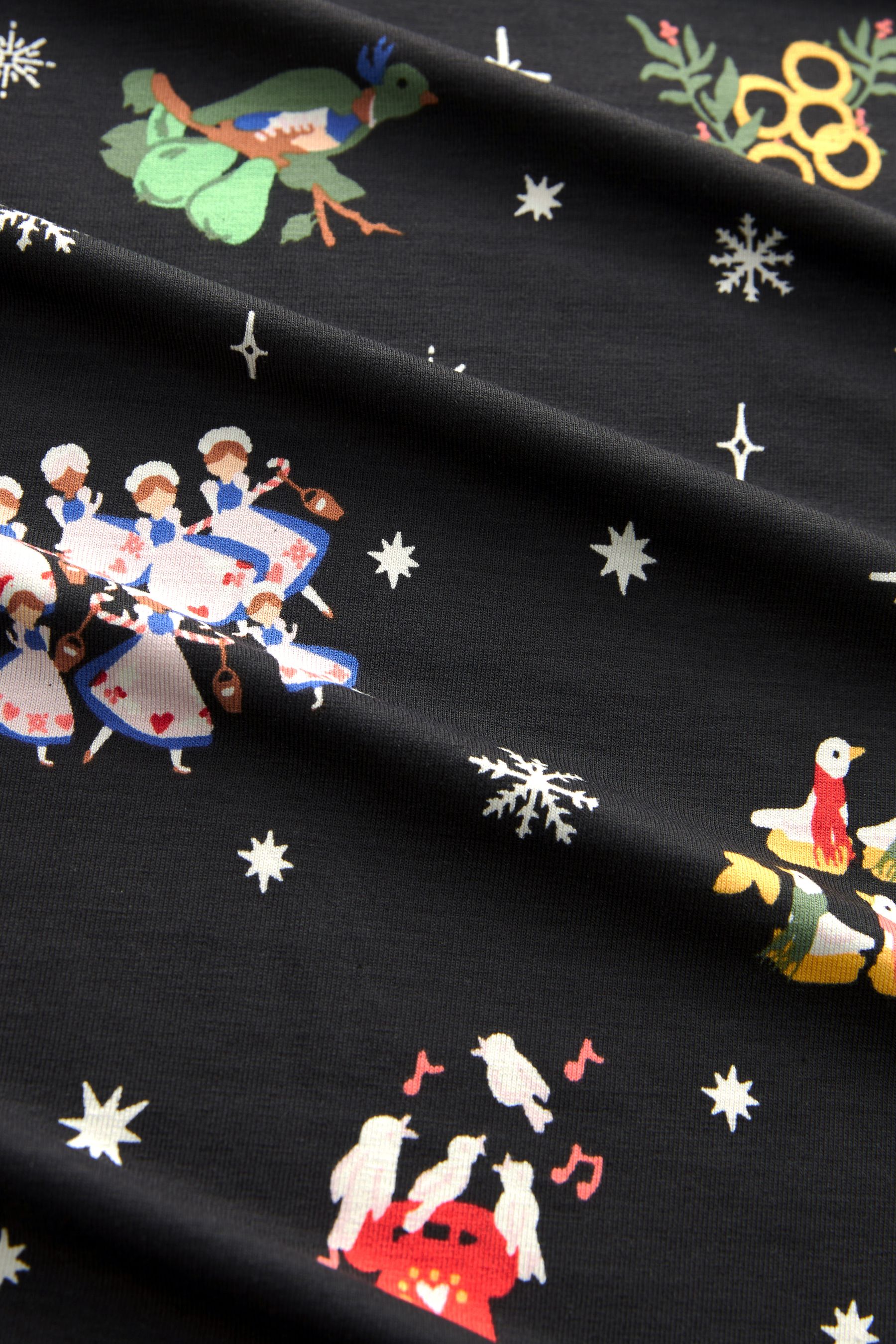 Buy Black Graphic Long Sleeve Novelty Christmas Swing Dress from Next Luxembourg