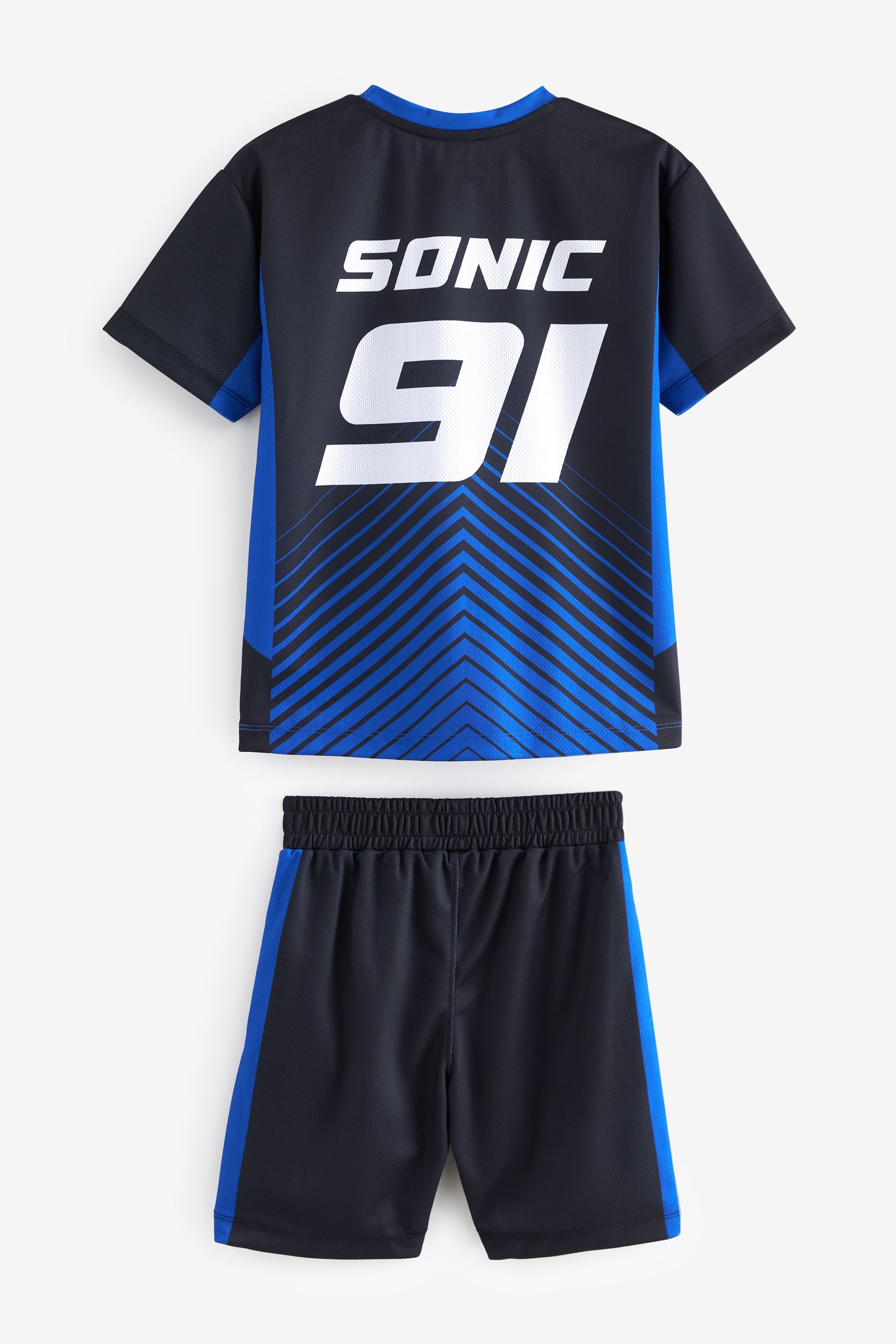Blue Black Sonic Football Inspired T Shirt and Short Set 3 16yrs
