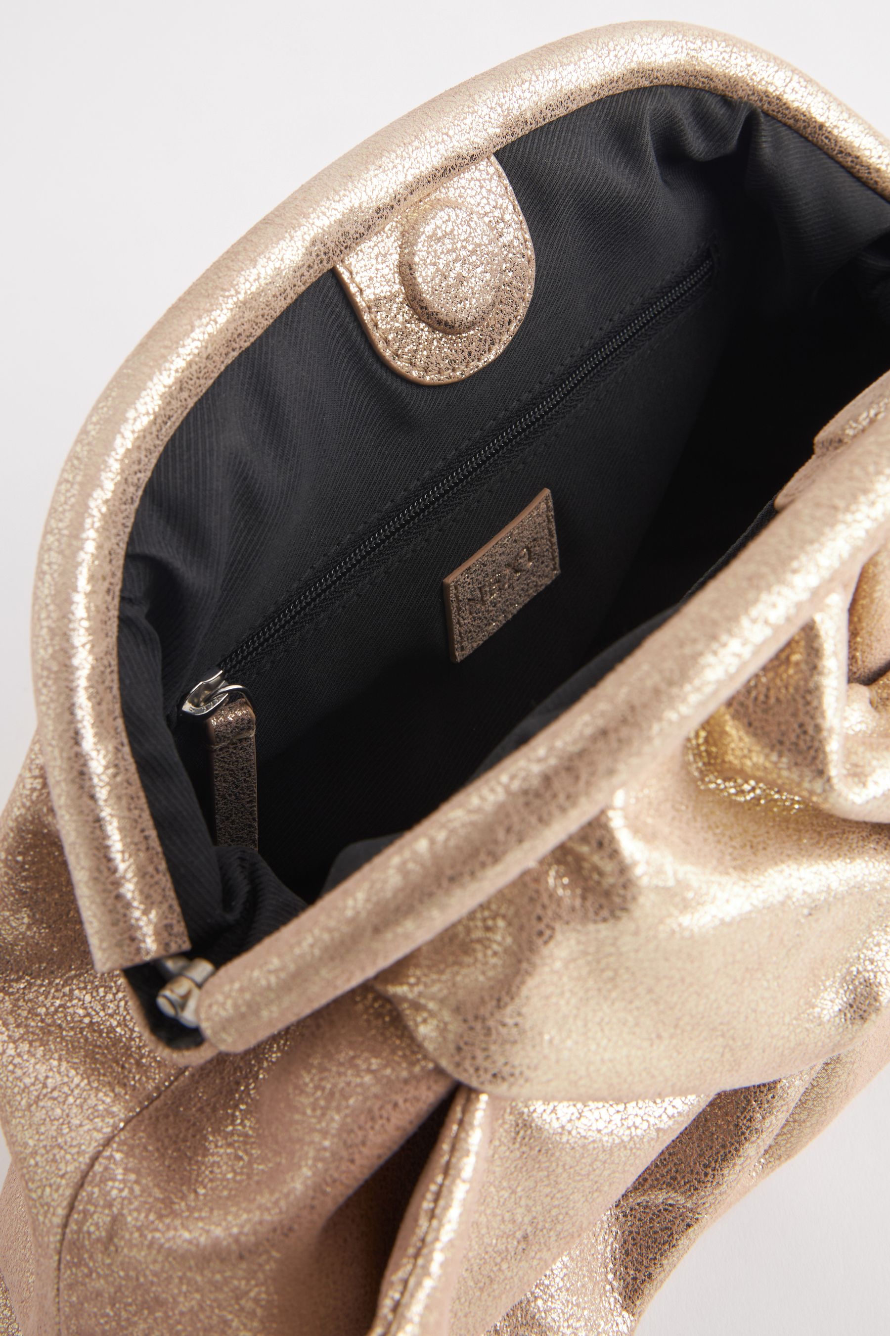 Gold Leather Bow Clutch Bag