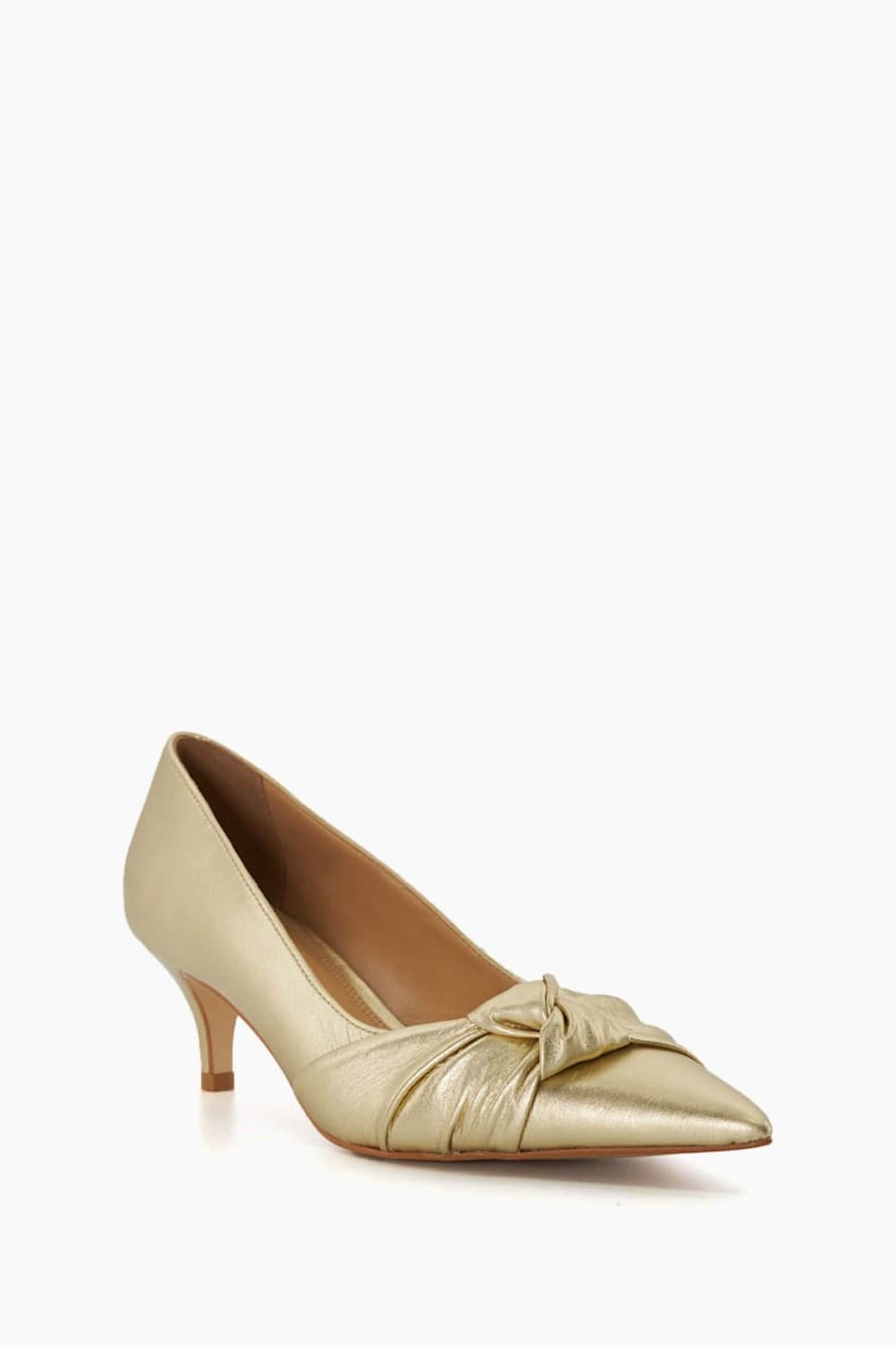 Dune London Gold Address Soft Knot Pointed Court Shoes - Image 4 of 6