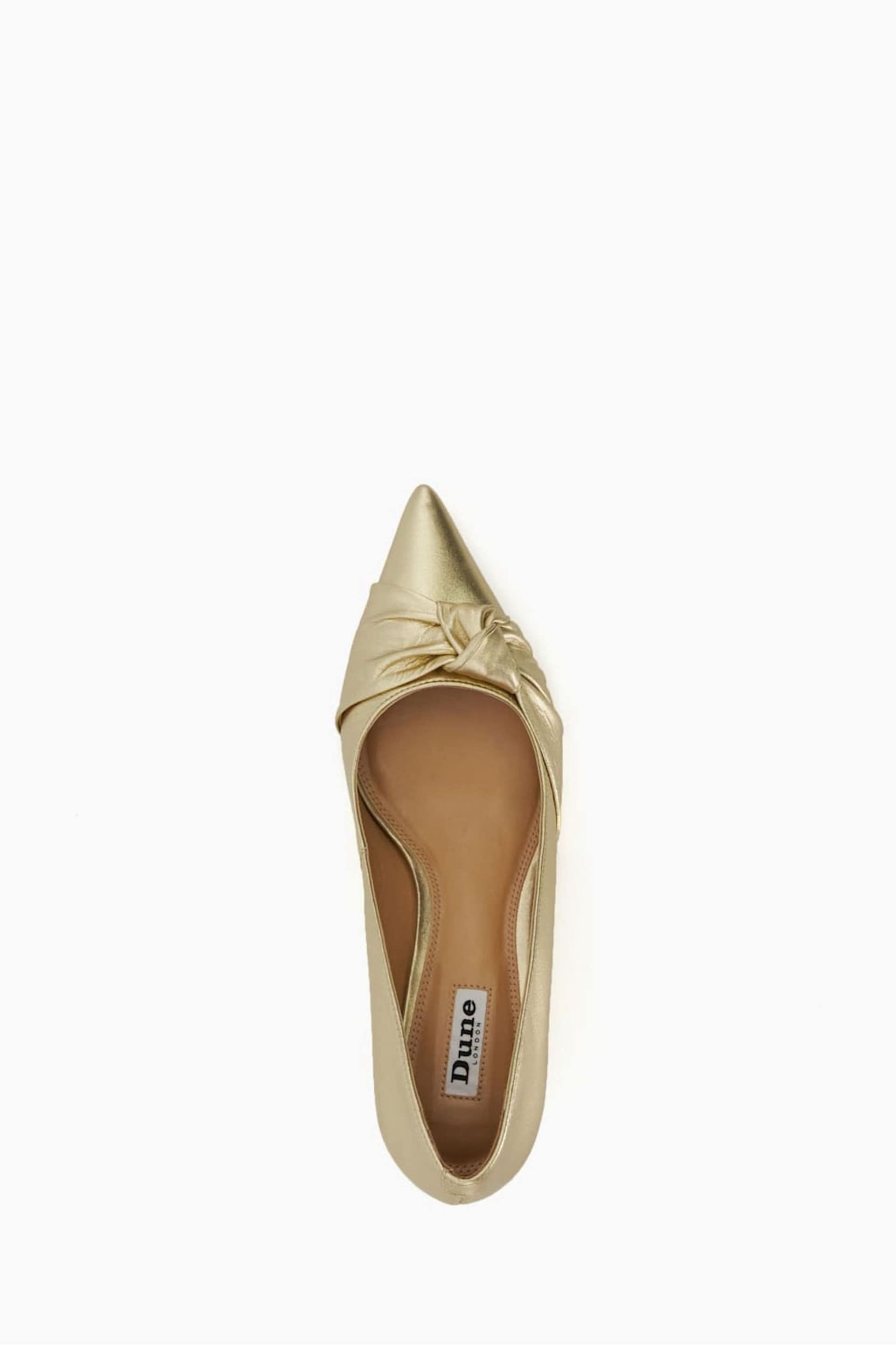 Dune London Gold Address Soft Knot Pointed Court Shoes - Image 6 of 6