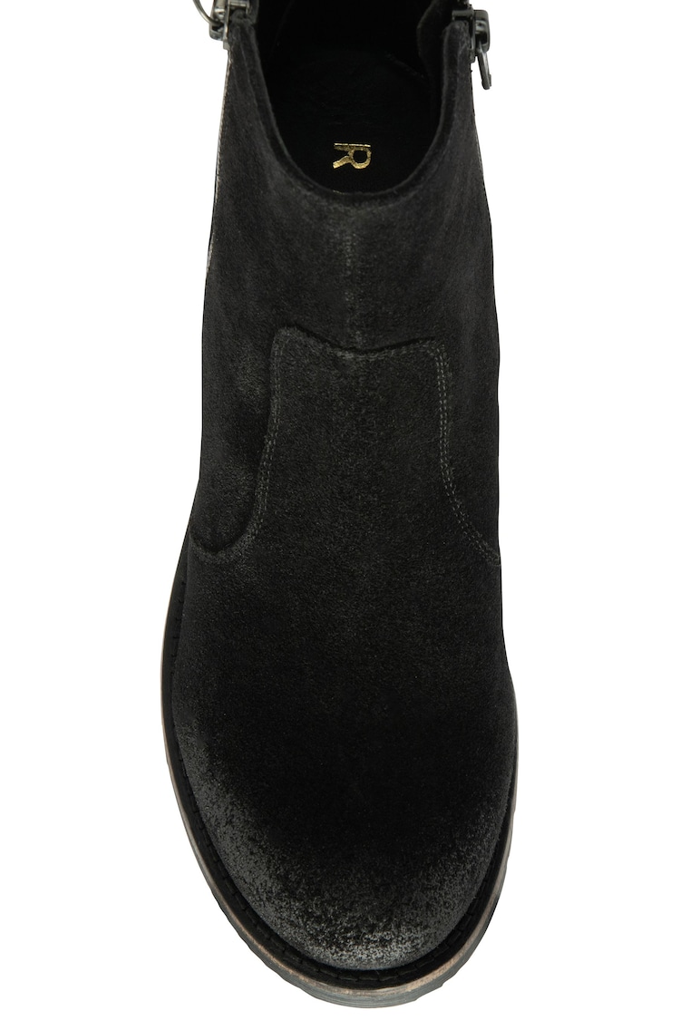 Ravel Black Suede Leather Cleated Sole Ankle Boots - Image 4 of 4