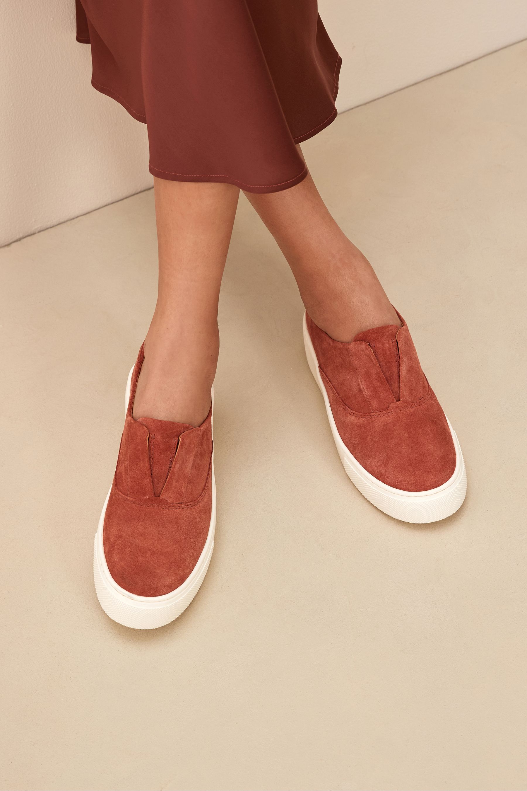 Tan platform trainers top
