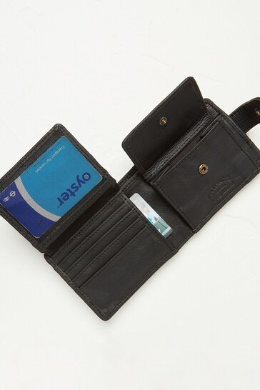 FatFace Black Seamed Leather Wallet