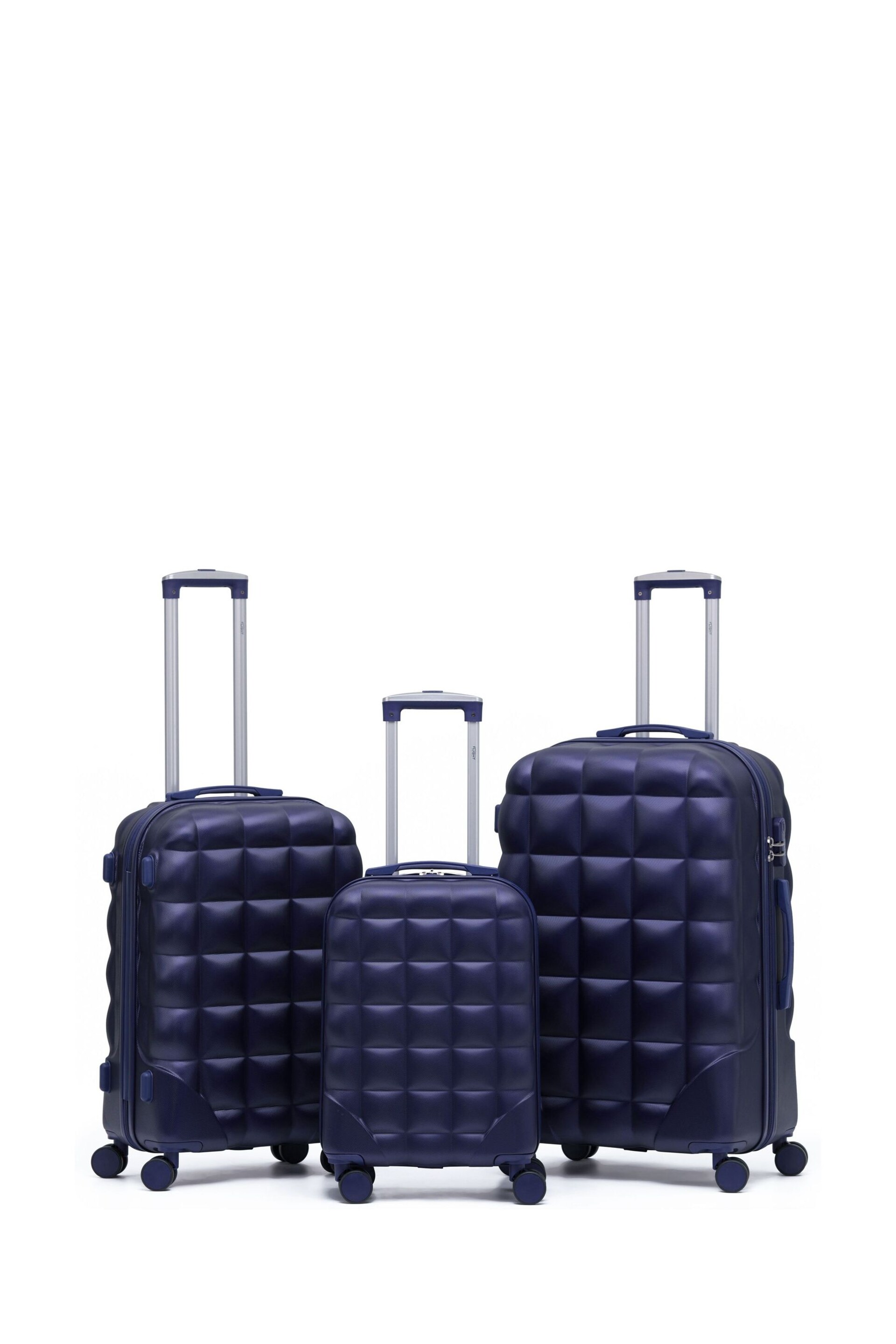 Flight Knight Hardcase Large Check in Suitcases and Cabin Case Black/Silver Set of 3 - Image 1 of 7
