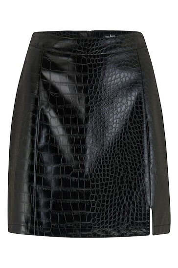 Pour Moi Black Kenza Snake Pattern Faux Leather Mini Skirt