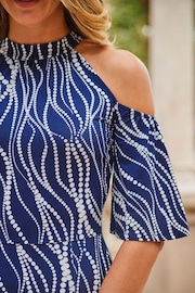 Sosandar Blue Cold Shoulder Midi Dress - Image 5 of 5