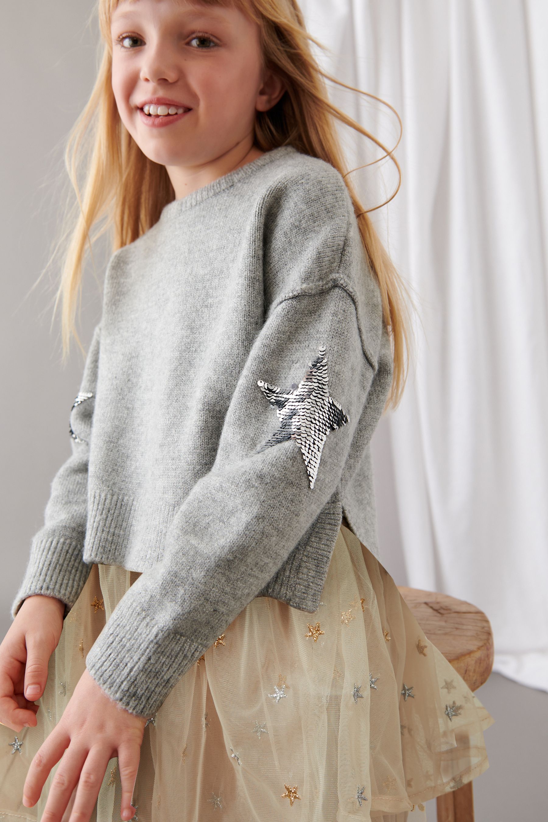 Buy Mint Velvet Grey Star Jumper and Mesh Dress Set from Next Luxembourg