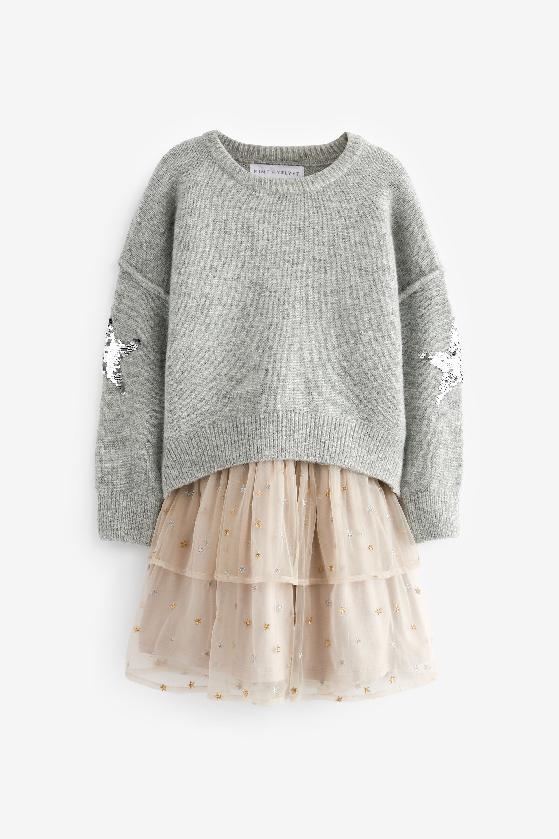 Buy Mint Velvet Grey Star Jumper and Mesh Dress Set from Next Luxembourg