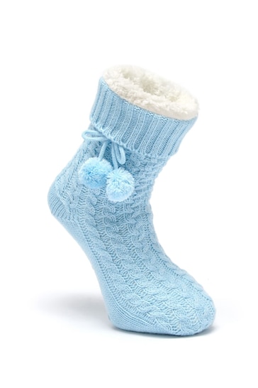 Pour Moi Blue Cosy Cable Knit Socks