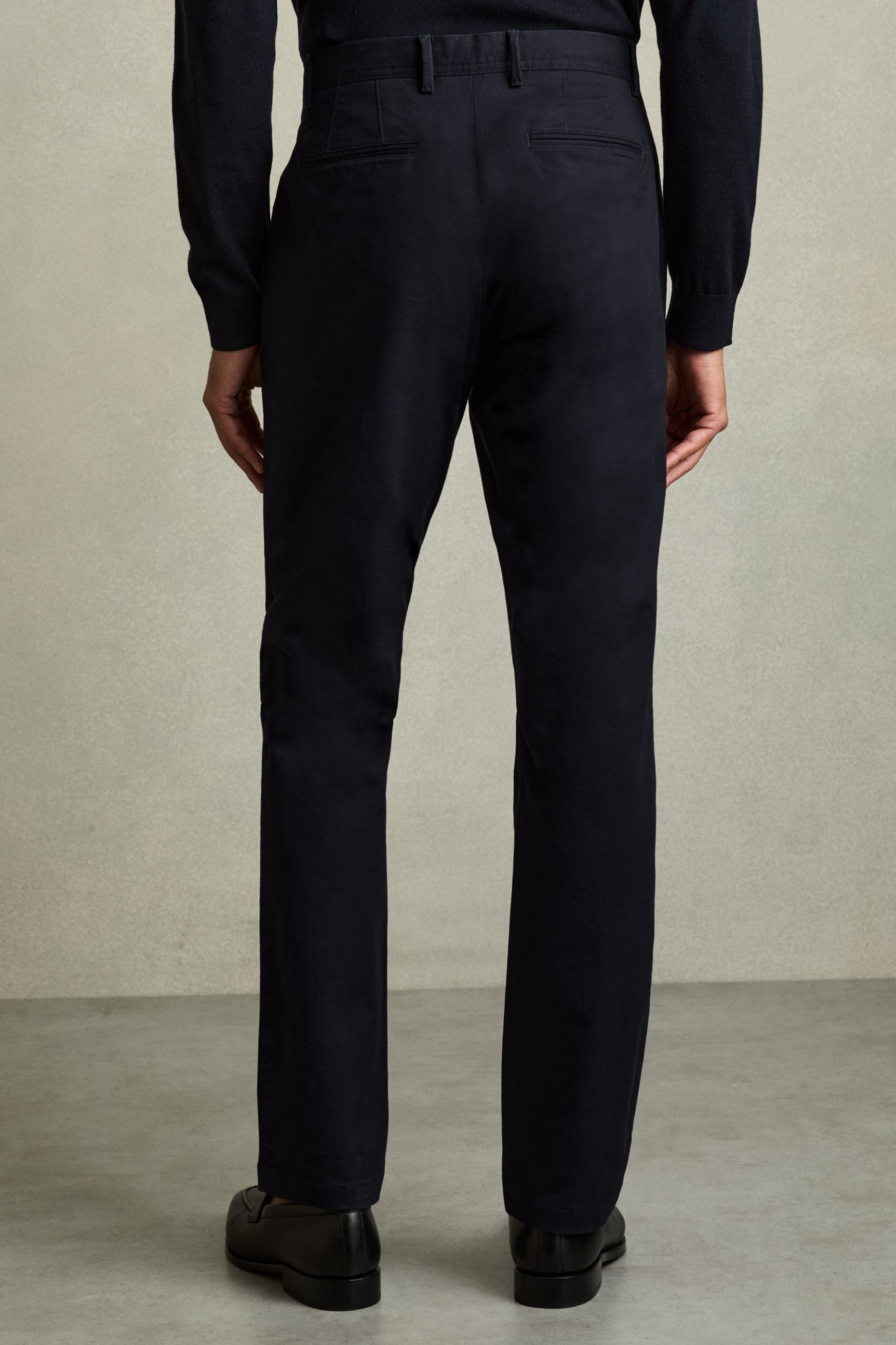 Buy Reiss Navy Pitch Slim Fit Washed Cotton Blend Chinos from the