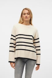 VERO MODA Cream Stripe Structured Knitted Jumper - Image 3 of 5