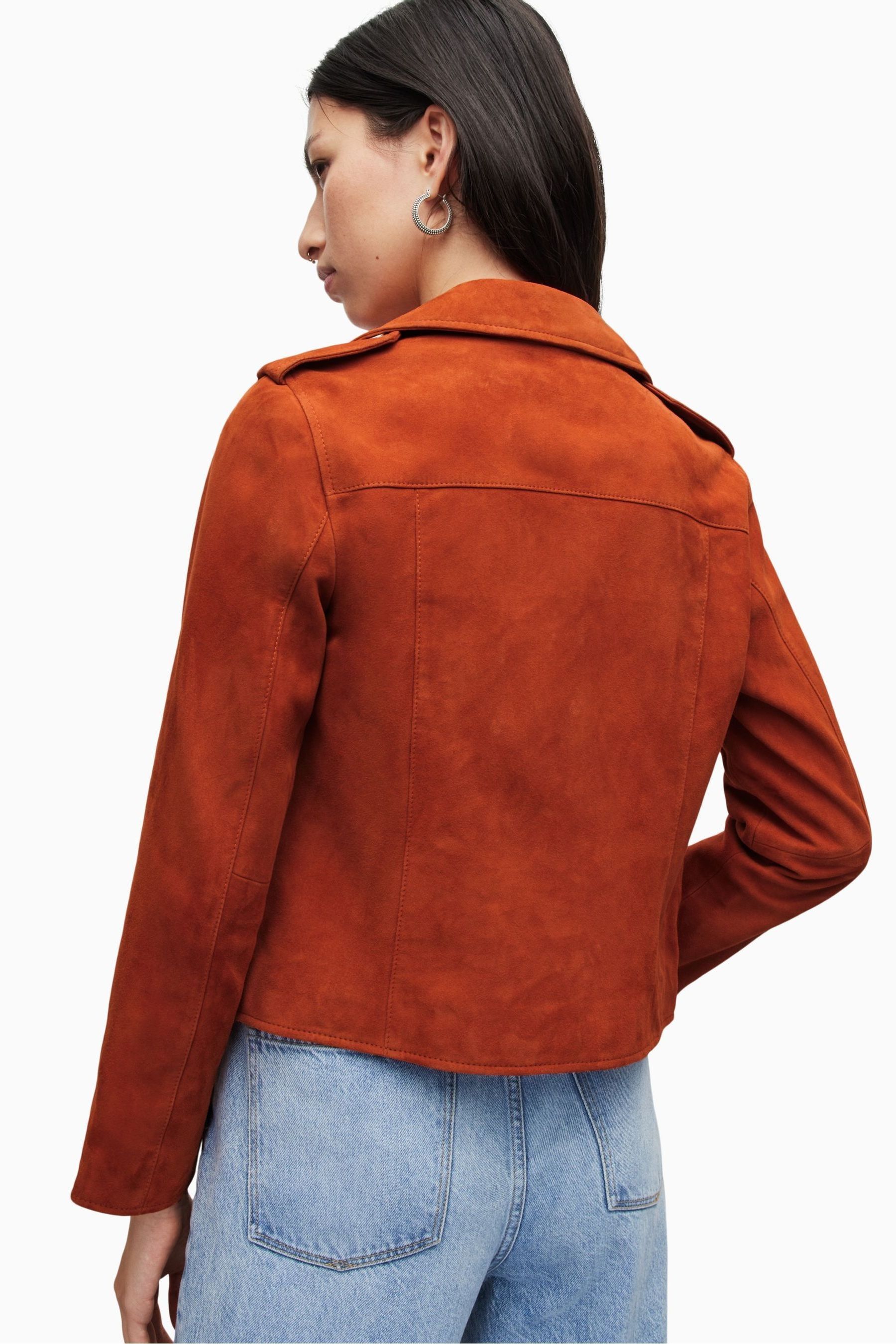 Buy AllSaints Orange Fern Suede Biker Jacket from the Next UK online shop