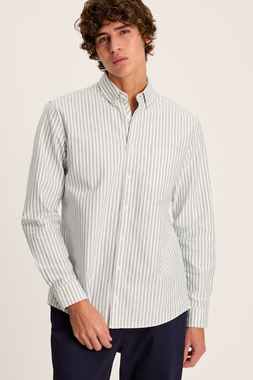 Joules Oxford Blue/Green Striped Classic Fit Shirt