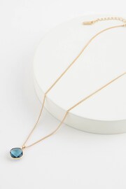 Gold Tone Blue Pendant Necklace - Image 3 of 4